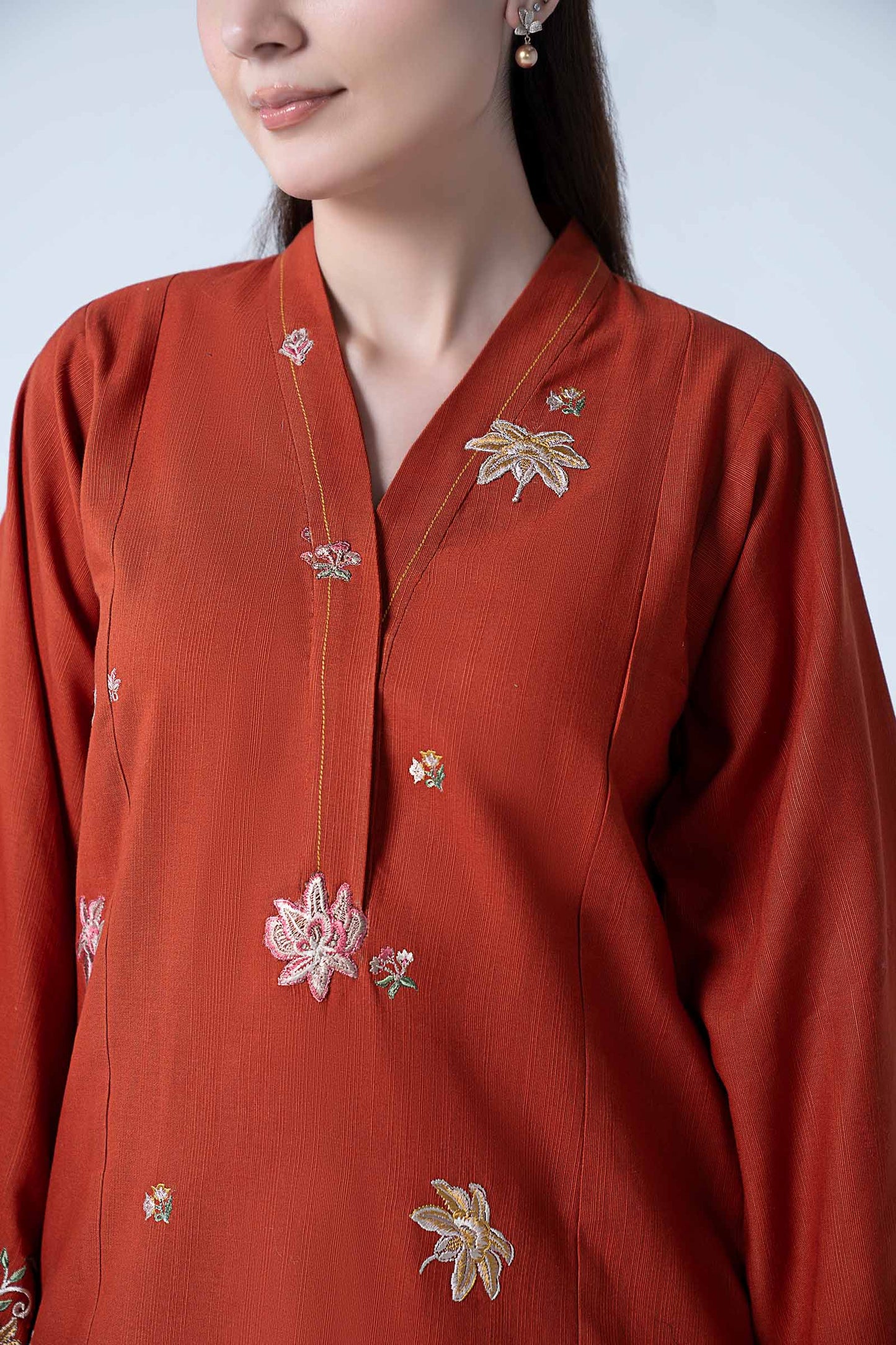 2 Pc Embroidered Slub Khaddar Suit