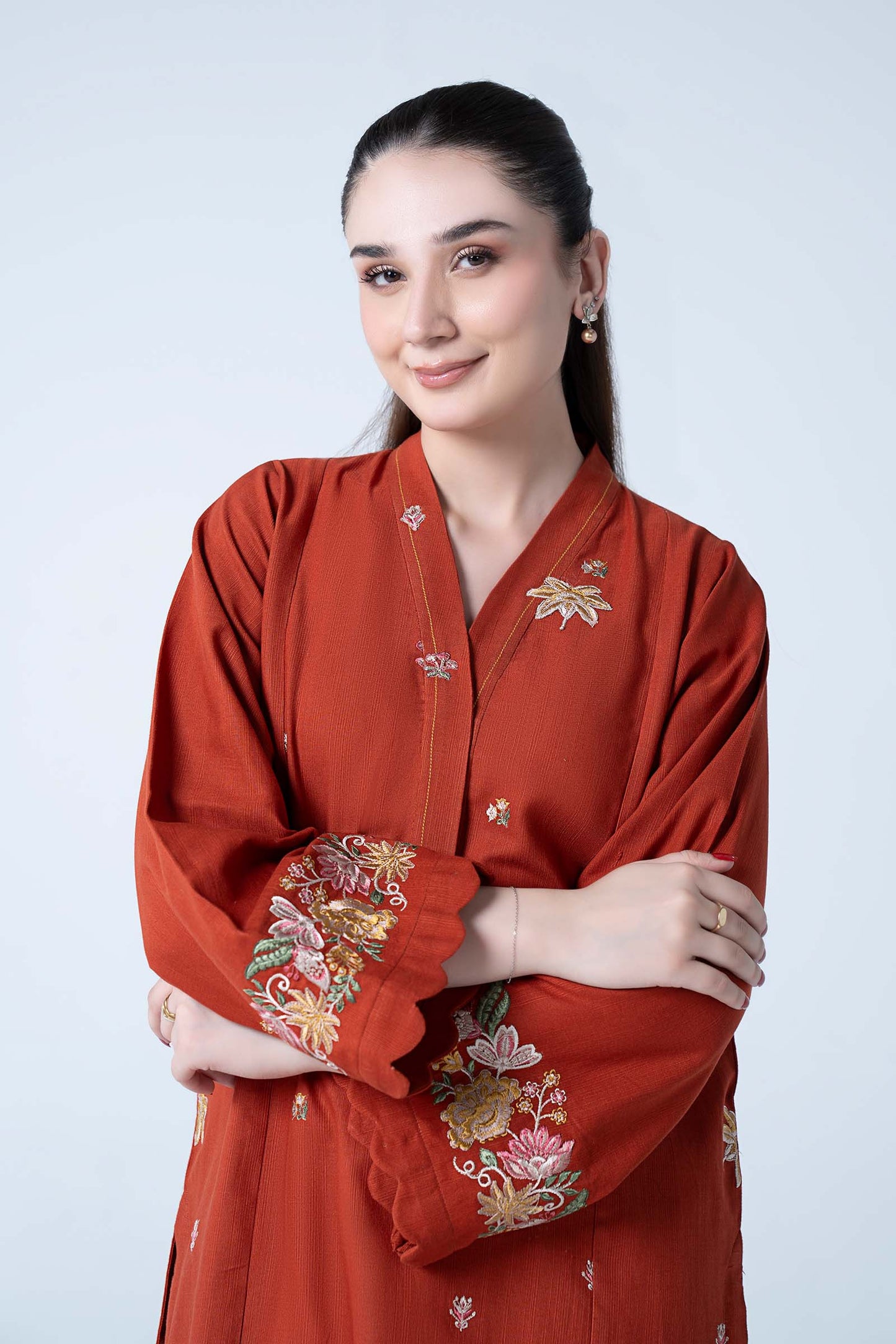 2 Pc Embroidered Slub Khaddar Suit